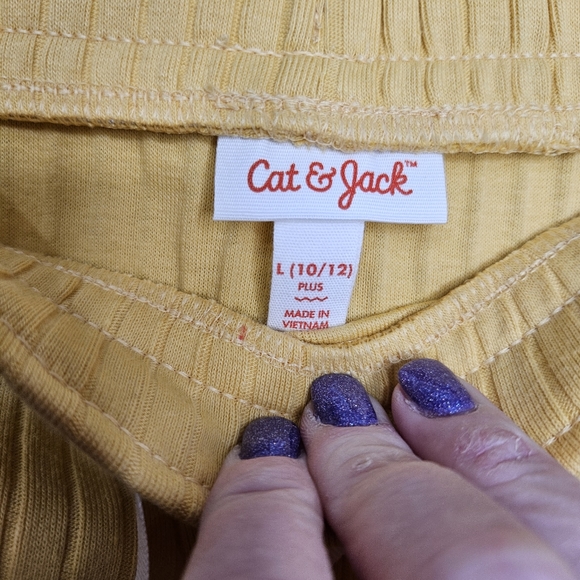 Cat & Jack Girl's Yellow Athletic Shorts Pockets Stretch NWT Girl's Large Plus - Picture 3 of 8
